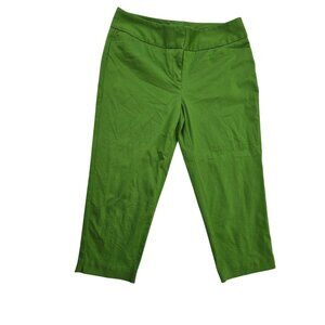 Worthington Womens Green Modern Fit Pants Size 6 Cotton Blend Stretch Mid Rise